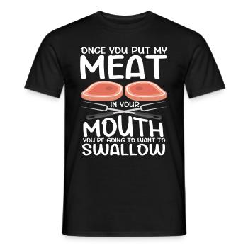 BBQ Mettez de la viande dans votre bouche en allant vouloir avaler - T-shirt homme - noir - Devant - AI Model Male 178 light (178cm)