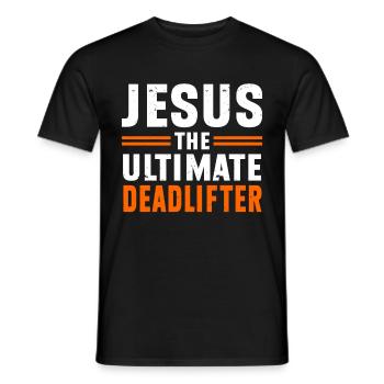 Jesus Ultimate Deadlifter Workout Christian Gym - Men's T-Shirt - black - Front - AI Model Male 178 light (178cm)