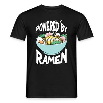 Powered By Ramen Anime Japanese Soup Cup Noodle - Männer T-Shirt - Schwarz - Vorne - AI Model Male 178 light (178cm)