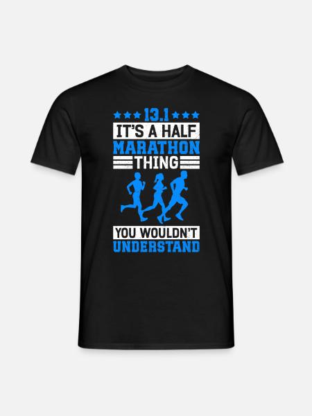 Halbmarathon Halb-Marathon Geschenk - Männer T-Shirt - Schwarz