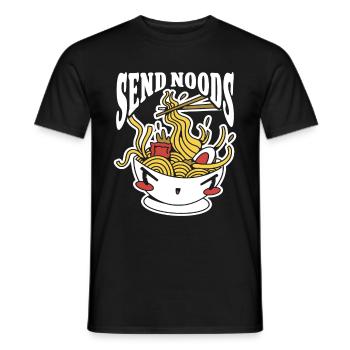 Send Noods Funny Japanese Ramen Noodle - Men's T-Shirt - black - Front - AI Model Male 178 light (178cm)