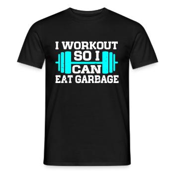 I Workout So I Can Eat Garbage Fitness Gym Racoon - Men's T-Shirt - black - Front - AI Model Male 178 light (178cm)