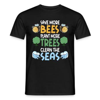 Save More Bees Plant More Trees Clean The Seas - Männer T-Shirt - Schwarz - Vorne - AI Model Male 178 light (178cm)