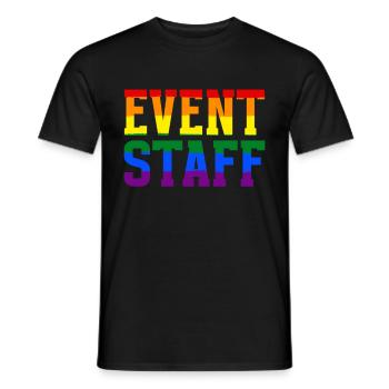 Event Staff Front Design Party Crew Pride LGBT - Männer T-Shirt - Schwarz - Vorne - AI Model Male 178 light (178cm)