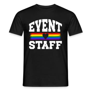 Event Staff Front Design Party Crew Pride LGBT - Männer T-Shirt - Schwarz - Vorne - AI Model Male 178 light (178cm)