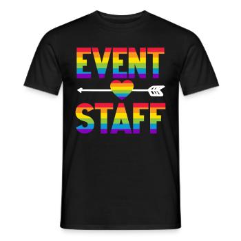 Event Staff Front Design Party Crew Pride LGBT - Männer T-Shirt - Schwarz - Vorne - AI Model Male 178 light (178cm)
