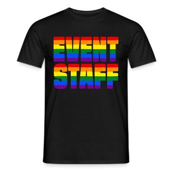 Event Staff Front Design Party Crew Pride LGBT - Männer T-Shirt - Schwarz - Vorne - AI Model Male 178 light (178cm)
