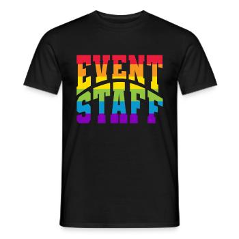Event Staff Front Design Party Crew Pride LGBT - Männer T-Shirt - Schwarz - Vorne - AI Model Male 178 light (178cm)