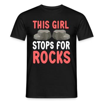 Cette fille s’arrête pour les roches géologue géologique - T-shirt homme - noir - Devant - AI Model Male 178 light (178cm)