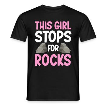 Cette fille s’arrête pour les roches géologue géologique - T-shirt homme - noir - Devant - AI Model Male 178 light (178cm)