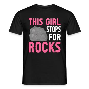 Cette fille s’arrête pour les roches géologue géologique - T-shirt homme - noir - Devant - AI Model Male 178 light (178cm)