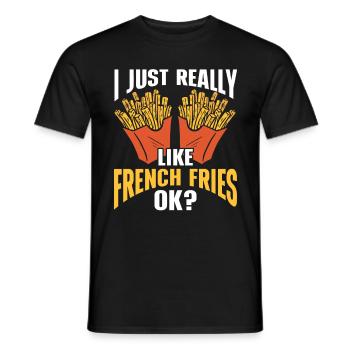 French Fries Food Pun Potato - Männer T-Shirt - Schwarz - Vorne - AI Model Male 178 light (178cm)