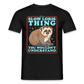 Plumploris lustige Slow Lorises Geschenk - Männer T-Shirt - Schwarz - Vorne - AI Model Male 178 light (178cm)