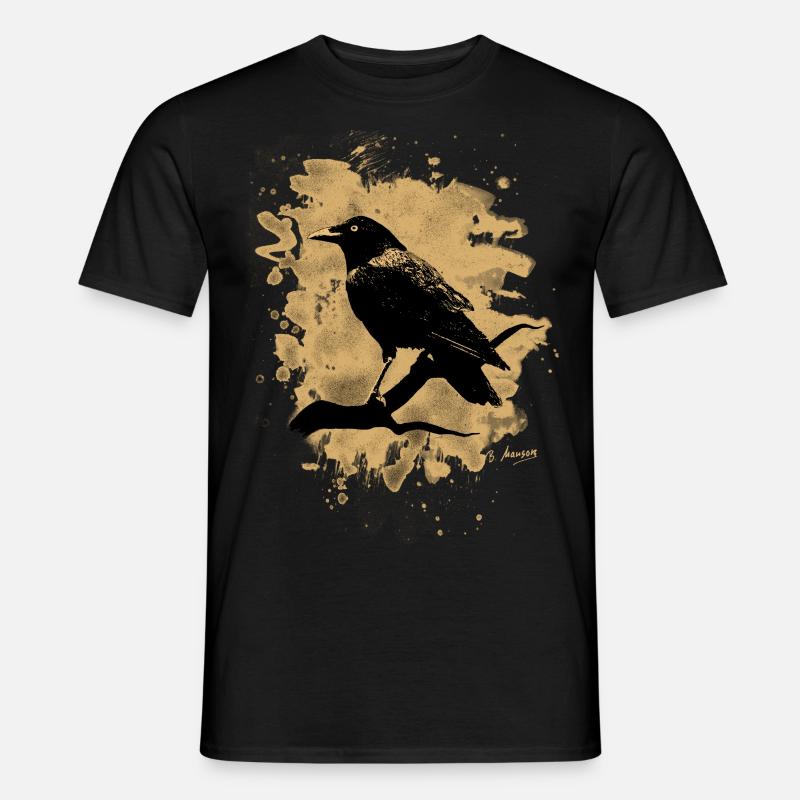 Crow bleached - natural - Männer T-Shirt - Schwarz