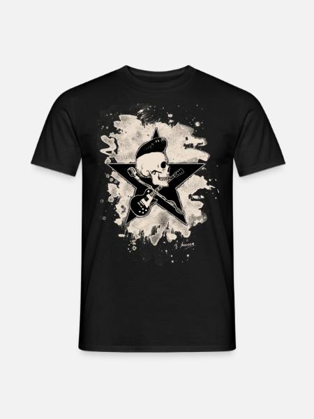 Rock-n-Roll Skull - bleached - Männer T-Shirt - Schwarz