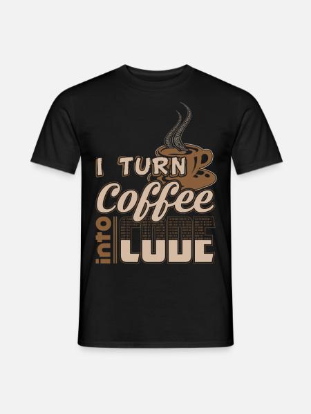 turn coffee into code - Männer T-Shirt - Schwarz