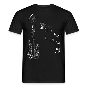 Electric Guitar in Music note for band guitarist - Men's T-Shirt - black - Front - AI Model Male 178 light (178cm)