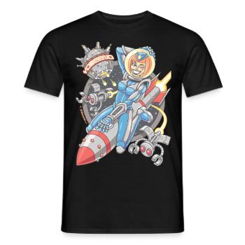 Yobeeno Cosmic Girl Shirt - Men's T-Shirt - black - Front - AI Model Male 178 light (178cm)
