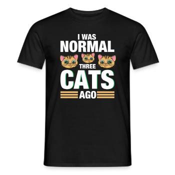 I Was Normal Three Cats Ago - Cat Cats Muster - Men's T-Shirt - black - Front - AI Model Male 178 light (178cm)