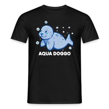 Aqua Doggo - Sceau drôle - T-shirt homme - noir - Devant - AI Model Male 178 light (178cm)