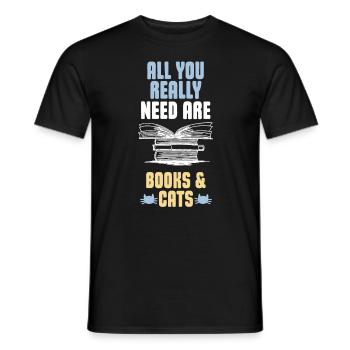 Cadeau drôle de chats et de livres - T-shirt homme - noir - Devant - AI Model Male 178 light (178cm)