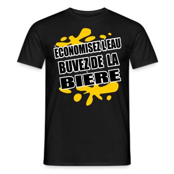 Bière Shirt • Buvez de la Bière • Jaune Cadeaux - T-shirt homme - noir - Devant - AI Model Male 178 light (178cm)