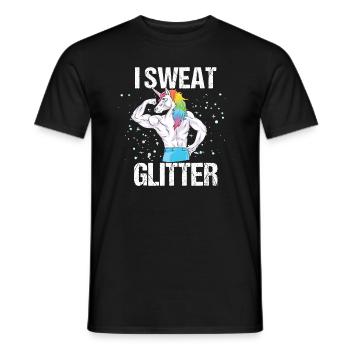 Funny Unicorn Fitness Gym Glitter Abs Gift - Men's T-Shirt - black - Front - AI Model Male 178 light (178cm)