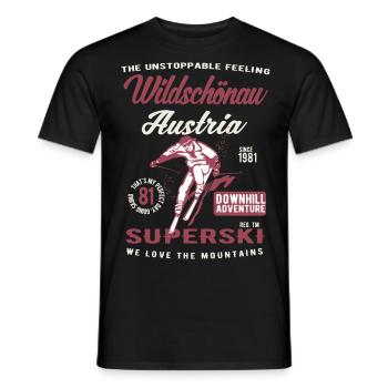 Wildschönau Austria Snowboard Ski Extreme Sport - Men's T-Shirt - black - Front - AI Model Male 178 light (178cm)