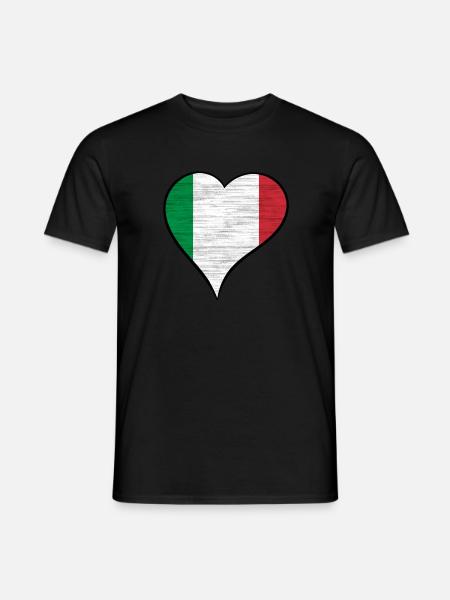 Coeur drapeau italien - T-shirt homme - noir