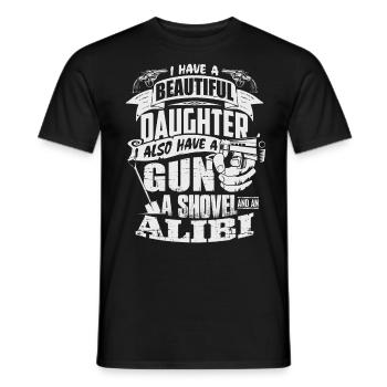 Beautiful Daughter - Gun, Shovel, Alibi - Männer T-Shirt - Schwarz - Vorne - AI Model Male 178 light (178cm)