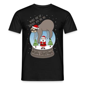 Sloth snow globe Wake me up before you Ho Ho - Men's T-Shirt - black - Front - AI Model Male 178 light (178cm)
