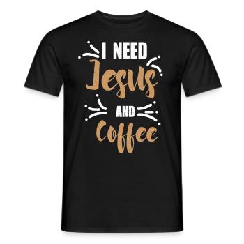 I Need Jesus and Coffee Believe Gift - T-shirt homme - noir - Devant - AI Model Male 178 light (178cm)