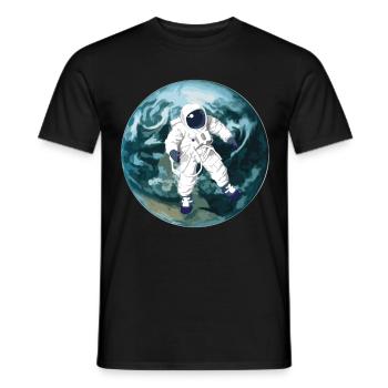 Astronaute avant la terre | Univers univers voyage spatial - T-shirt homme - noir - Devant - AI Model Male 178 light (178cm)