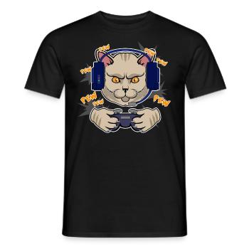 Cadeau de geek de jeu vidéo de jeu de chat de coureur - T-shirt homme - noir - Devant - AI Model Male 178 light (178cm)