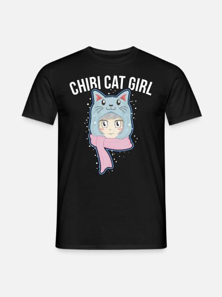 Chibi Katzen Mädchen Anime Senpai Baku Geschenk - Männer T-Shirt - Schwarz