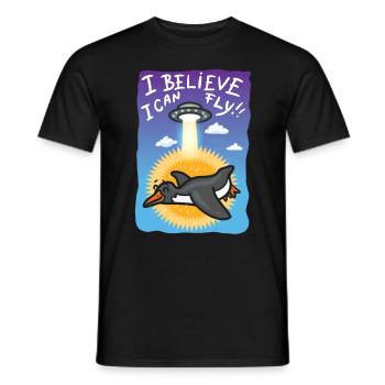 I Believe I Can Fly Pingouin Alien UFO - T-shirt homme - noir - Devant - AI Model Male 178 light (178cm)
