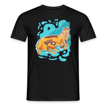 Lustiger Hund Dicke Katze Kater Meme Geschenk - Männer T-Shirt - Schwarz - Vorne - AI Model Male 178 light (178cm)