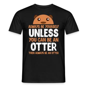 Otter Funny Water Marten Shirt Sweet Gift Geek - Men's T-Shirt - black - Front - AI Model Male 178 light (178cm)