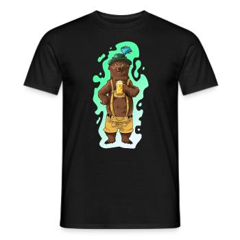 Beer Bear Bayern Lederhose Gift - Men's T-Shirt - black - Front - AI Model Male 178 light (178cm)
