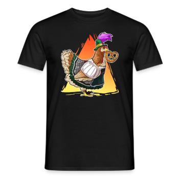 Chicken dirndl bavaria pretzel gift - Men's T-Shirt - black - Front - AI Model Male 178 light (178cm)