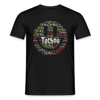 TECHNO Smile | Rave Party Musik DJ Geschenk - Männer T-Shirt - Schwarz - Vorne - AI Model Male 178 light (178cm)