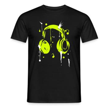 Earphones - Men's T-Shirt - black - Front - AI Model Male 178 light (178cm)