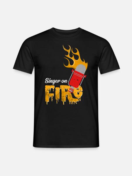 Idea musical del regalo de Singer On Fire Microphone - Mænd T-shirt - sort