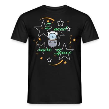 Katze Katzen Weltraum Astronomie Miau Katzenshirt - Männer T-Shirt - Schwarz - Vorne - AI Model Male 178 light (178cm)