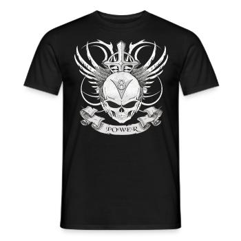 V8 Logo mit Skull im Tattoo Design - Männer T-Shirt - Schwarz - Vorne - AI Model Male 178 light (178cm)