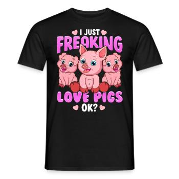 J'adore les cochons cadeau de cochon doux - T-shirt homme - noir - Devant - AI Model Male 178 light (178cm)
