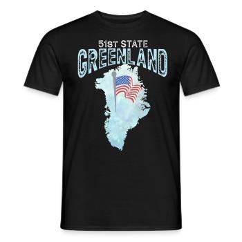 Groenland  51ème État des États-Unis - T-shirt homme - noir - Devant - AI Model Male 178 light (178cm)