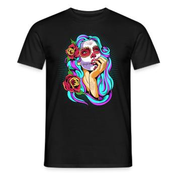 Dia De Los Muertos Mexico Ms. Totenkopf Halloween - Men's T-Shirt - black - Front - AI Model Male 178 light (178cm)