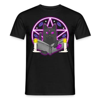 Pentacle Black Cat Halloween Witchcraft Witch - Men's T-Shirt - black - Front - AI Model Male 178 light (178cm)