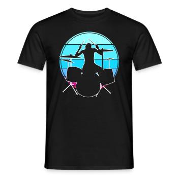 Batterie Drummer Retro - T-shirt homme - noir - Devant - AI Model Male 178 light (178cm)